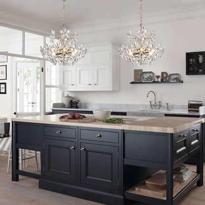 Rosa 6-Light Brushed Silver-ish Champagne Flower Crystal Chandelier