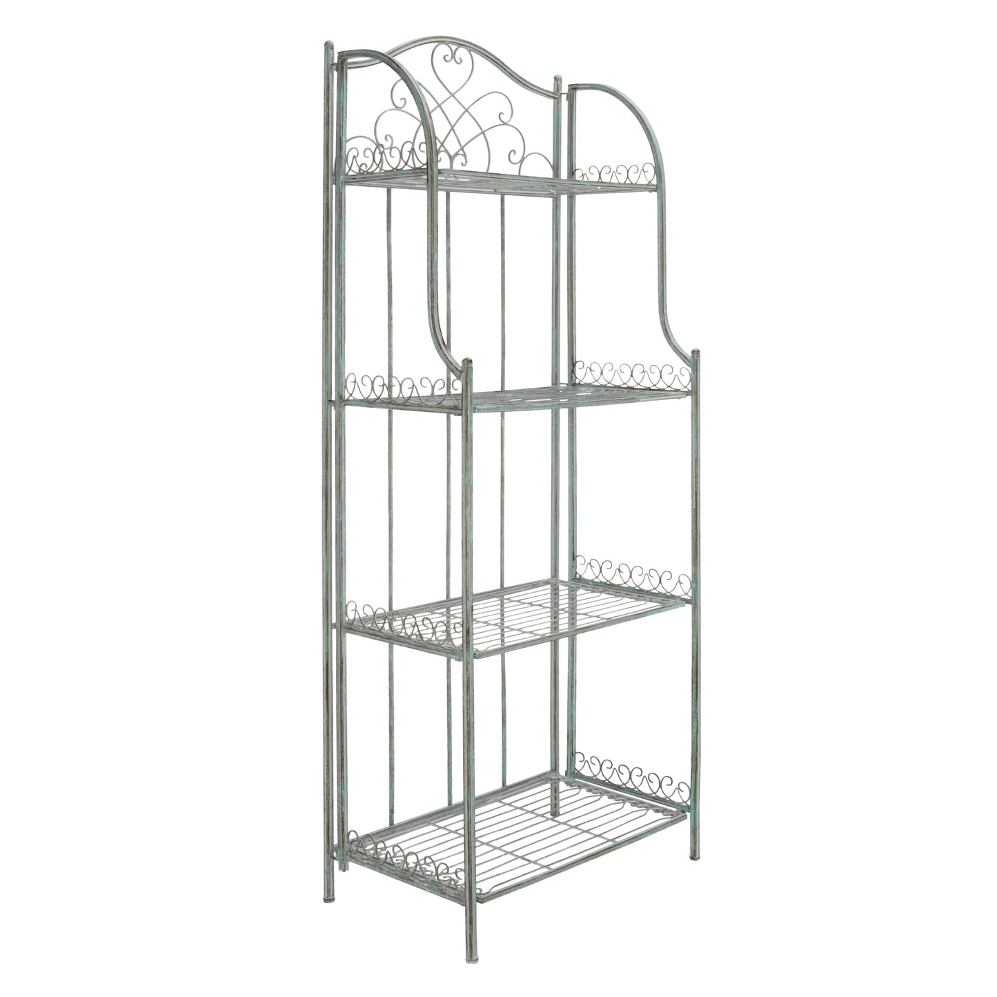 SAFAVIEH Bryn Victorian Wrought Iron 4-Tier Outdoor Bakers Rack - 25 In. W x 15 In. D x 63 In. H - 25W x 15D x 63H