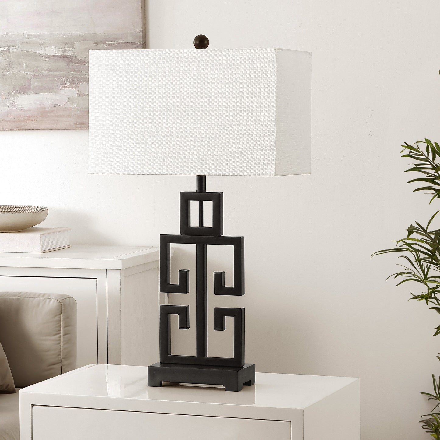 SAFAVIEH Lighting Chantelle Greek Antiqued Gold 29-inch Table Lamp (Set of 2) - 16W x 9D x 29H