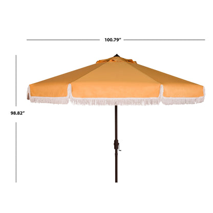 SAFAVIEH Ronette Fringe 9 Ft Crank Outdoor Umbrella