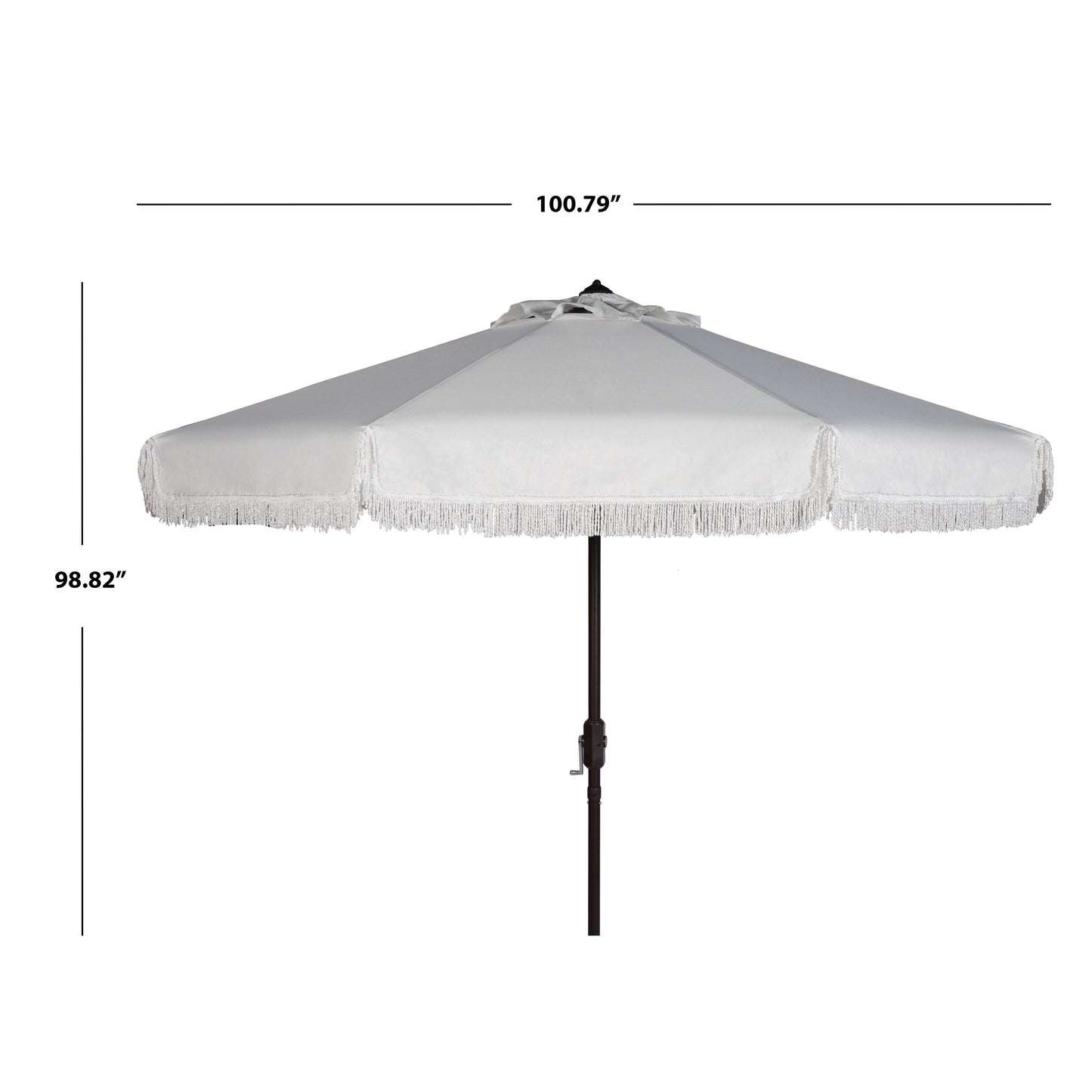 SAFAVIEH Ronette Fringe 9 Ft Crank Outdoor Umbrella