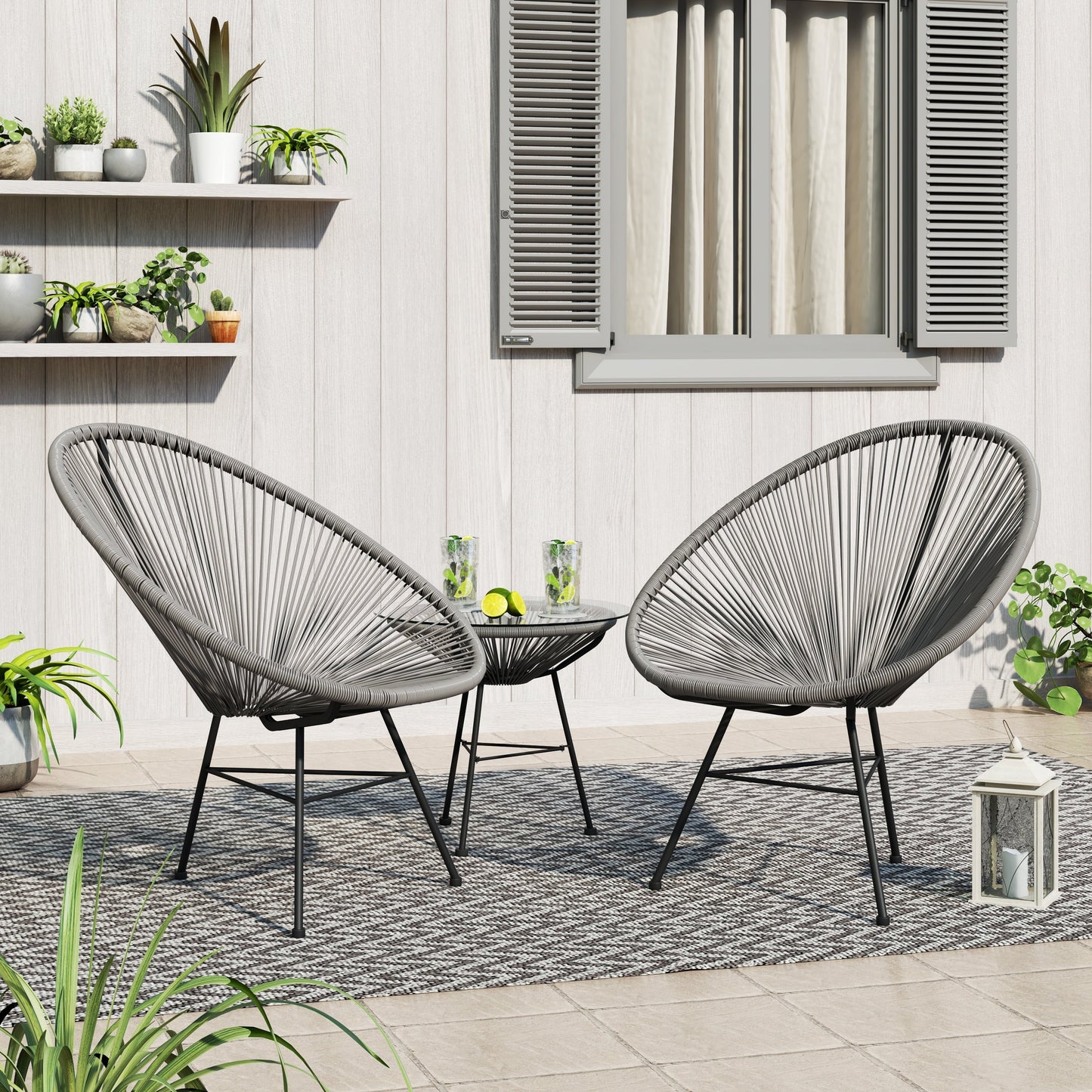 Corvus Sarcelles 3-Piece Modern Wicker Acapulco Bistro Set