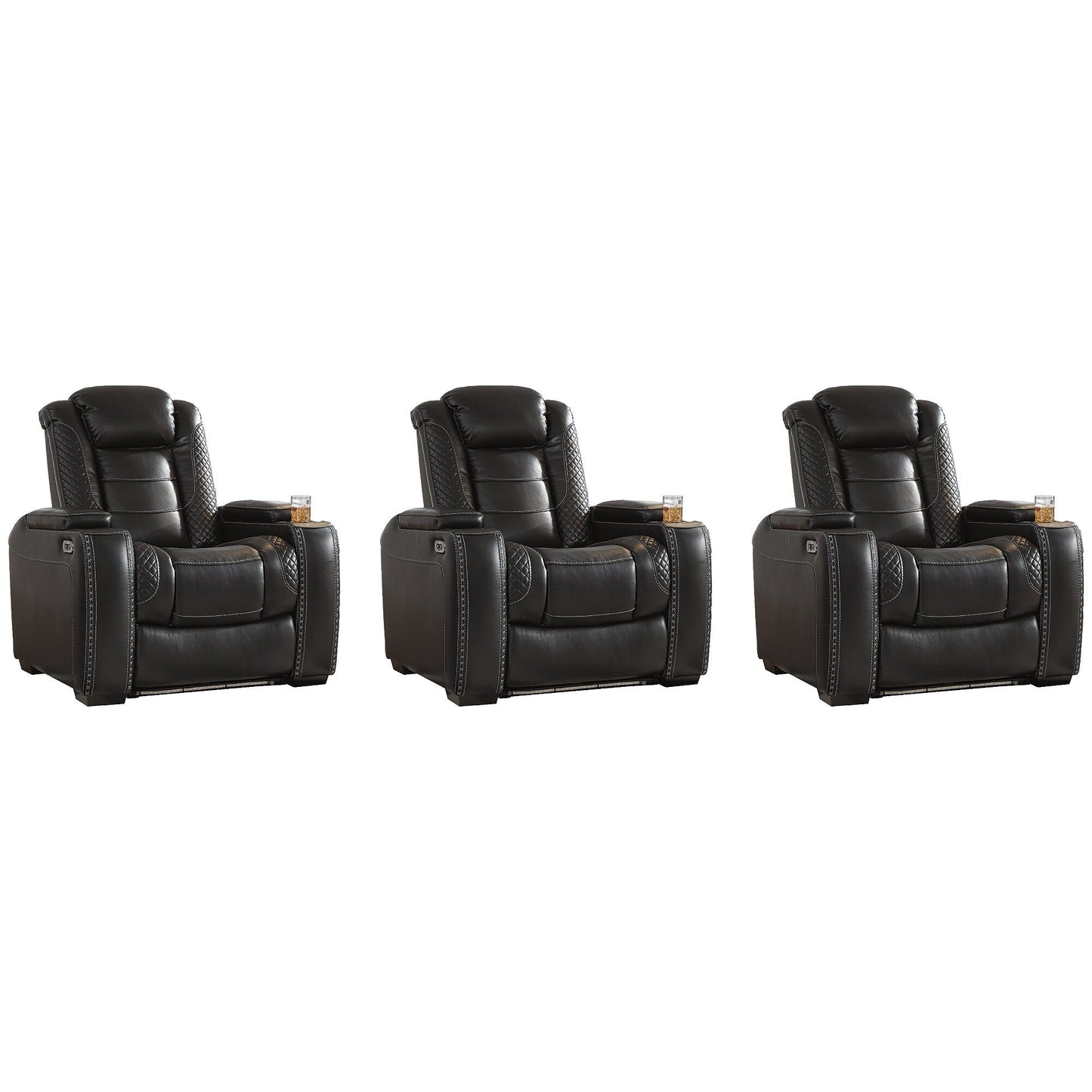 Signature Design by Ashley Party Time Black 3-Piece Home Theater Seating