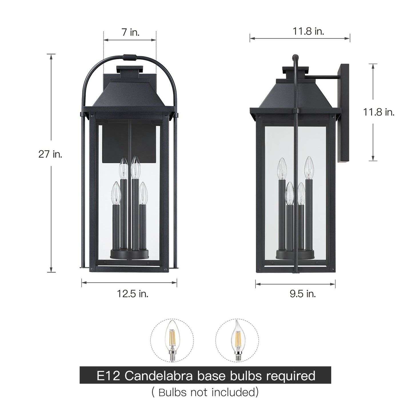Brits Black Outdoor Wall Lantern Sconce Light