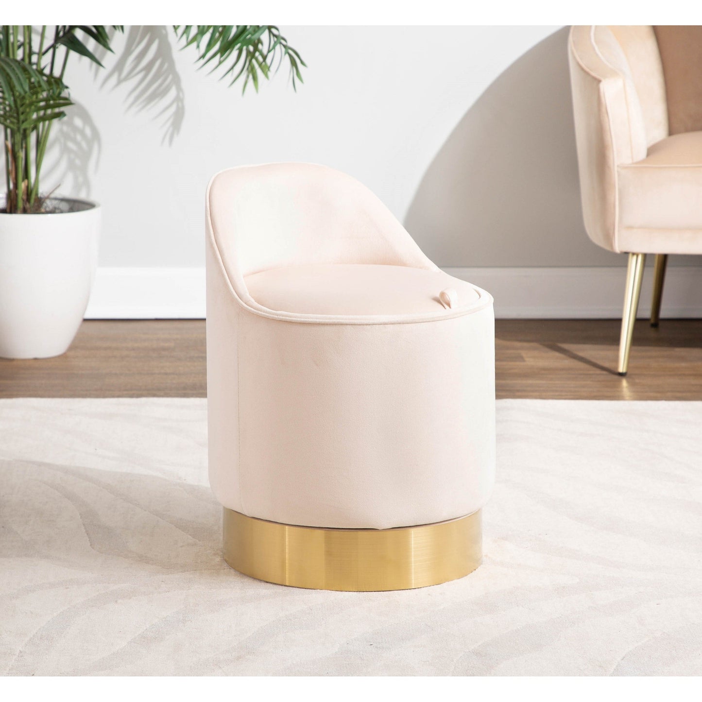 Silver Orchid Corday Swivel Velvet Vanity Stool