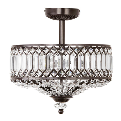 Silver Orchid Furey Bronze/Gold Tiered Glass Semi-flush Lighting Fixture - 14.75L x 14.75W x 15.25H