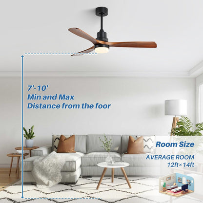 Sofucor 52 Indoor Wood Ceiling Fan Light with Remote, Integrated Light Optional