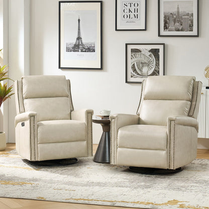 Tobias Traditional Swivel And Rocker Power Recliner Set of 2 by HULALA HOME