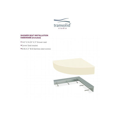 Transolid Studio 14-In X 14-In Solid Surface Wall-Mount Corner Shower Seat - 14.5 x 14.25 x 3
