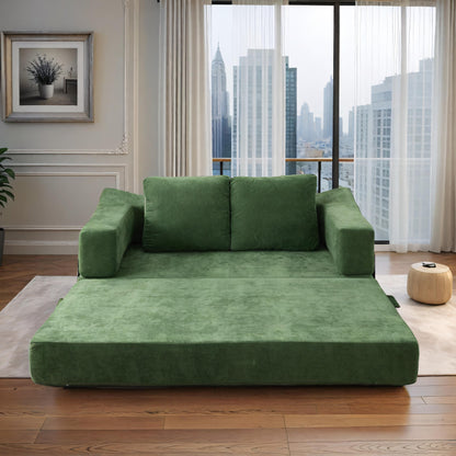 70.87 Upholstered Convertible Sleeper Sofa, Convertible Chair Floor Couch Comfy Sofa for Living Room, Bedroom, Chenille Fabric