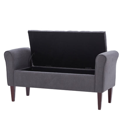 Upholstered Storage Bench Arm Bench Entryway Bench with Tufted Flip Top 50.4 Inches