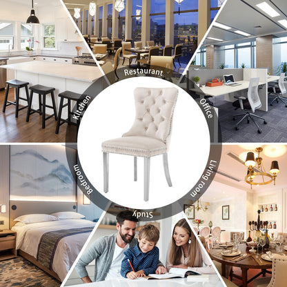 Upholstered Tufted Velvet Dining Chair with Solid Wood Legs Set of 6