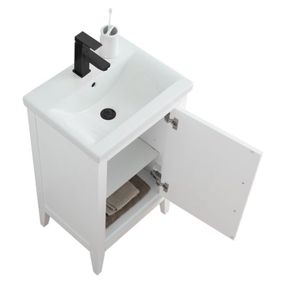 Vanity Art 20 or 24 or 30 Single Sink Bathroom Vanity Cabinet with Ceramic Top