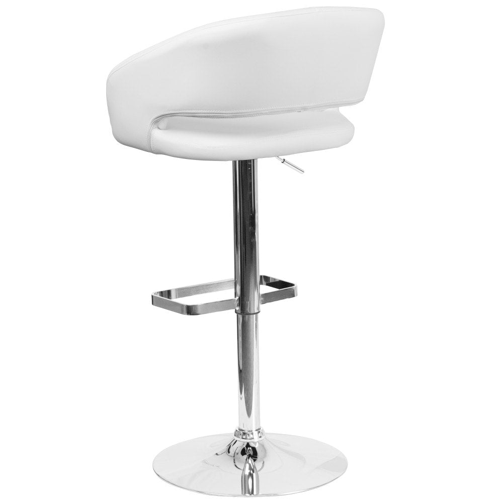 Modern Upholstered Adjustable-Height Barstool with Rounded Back