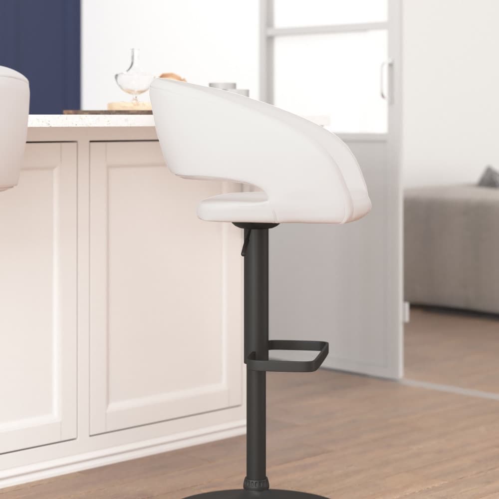 Modern Upholstered Adjustable-Height Barstool with Rounded Back