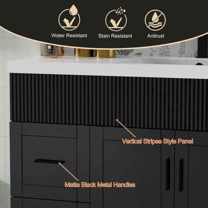 Wavy Line 30/36/48 Bathroom Vanity Set with Sink & Faucet