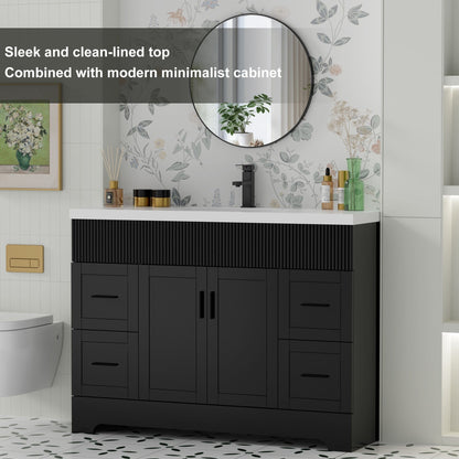 Wavy Line 30/36/48 Bathroom Vanity Set with Sink & Faucet