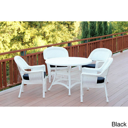 5-piece White Resin Wicker Dining Set