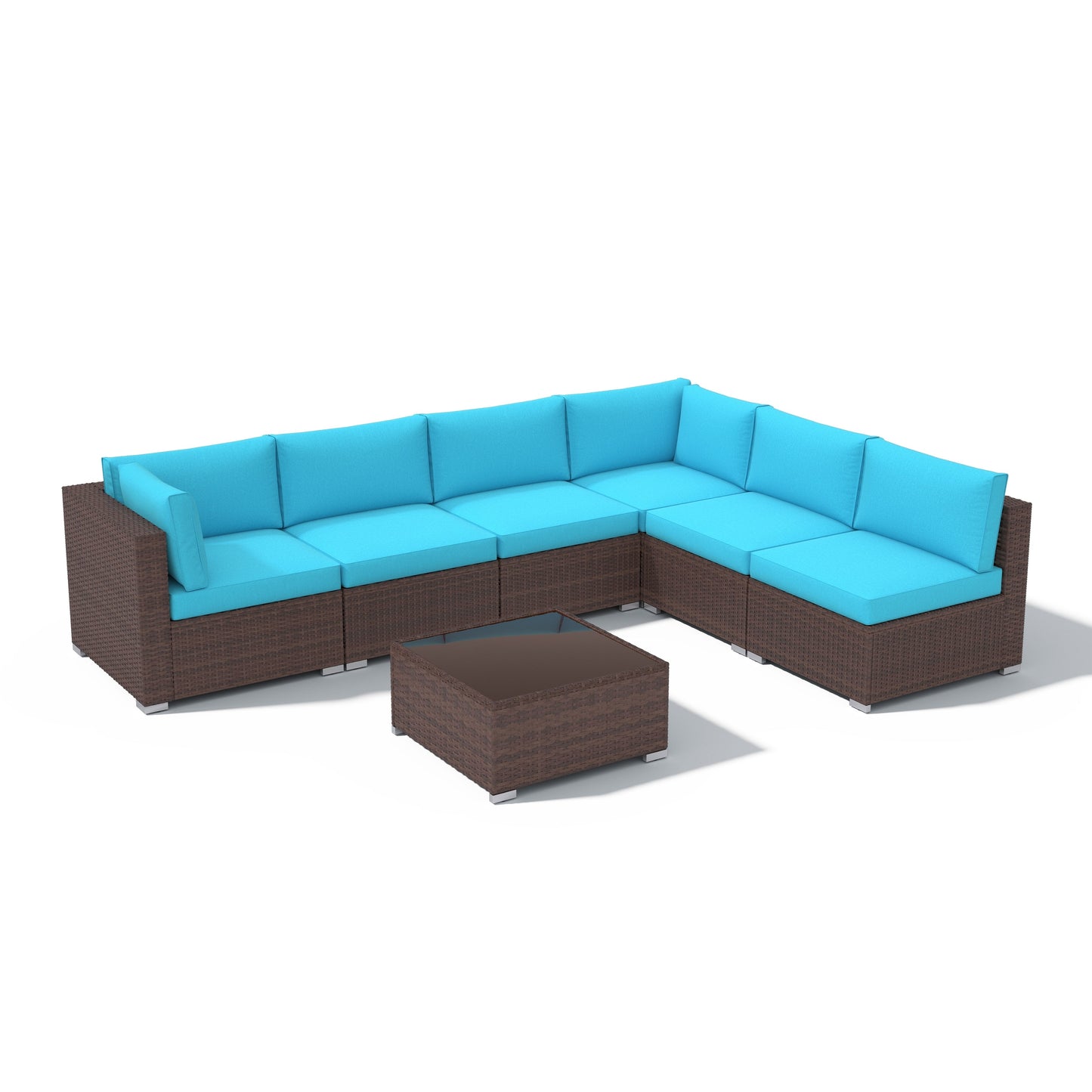 Wicker/ Steel 7-piece Outdoor Cushioned Sectional Sofa Set