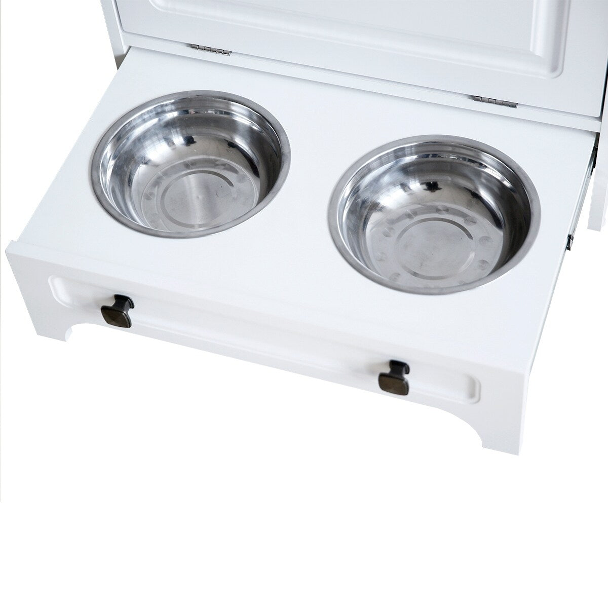 Roomfitters Dog Feeding Station with 2 Elevated Dog Bowls, Tilt Out Pet Feeding Cabinet Station